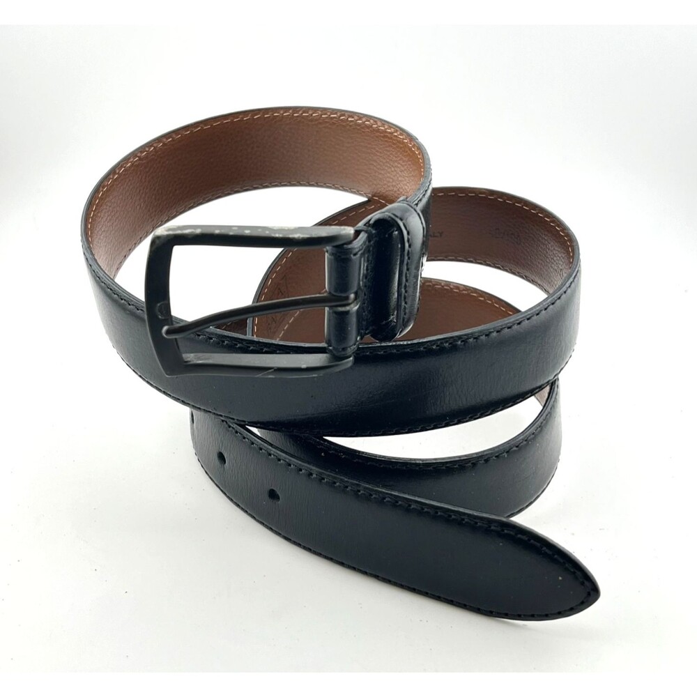 JOS A BANK Men's 40 Leather Dress Belt Handcrafted in Italy Black Buckle Career